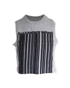 Alexander Wang Barcode Printed Sleeveless Cropped Top In Grey Cotton In Grey