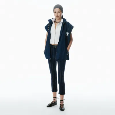 Alexander Wang Baseball Pinstripe Capri Pants In Navy/grey