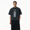Alexander Wang Black Battery Logo-print Graphic T-shirt In Washed Black