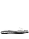 Alexander Wang Beaded Clear-strap Flats In Black