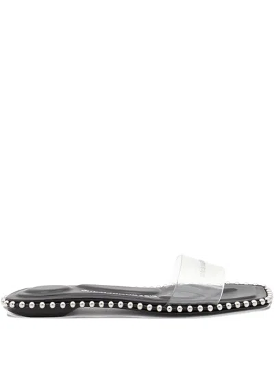 Alexander Wang Beaded Clear-strap Flats In Black