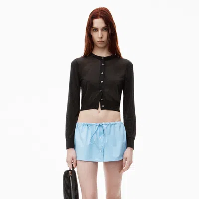 Alexander Wang Beaded Hotfix Cropped Crewneck Cardigan In Black