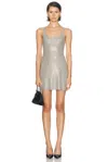 Alexander Wang Beaded Hotfix Scoop Neck Dress In Gold