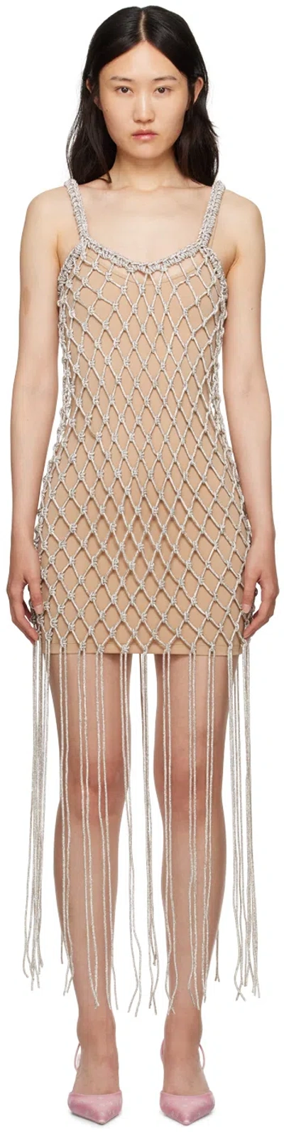 Alexander Wang Beige Knotted Midi Dress In 109 Clear