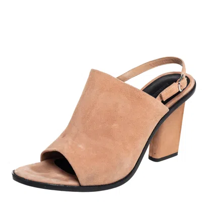 Pre-owned Alexander Wang Beige Suede Cole Slingback Sandals Size 40.5