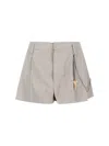 Alexander Wang Beige Tailored Shorts With Chain Detail In Gray