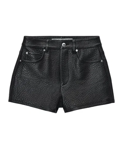 Alexander Wang Belt Loops Leather Shorts In Black