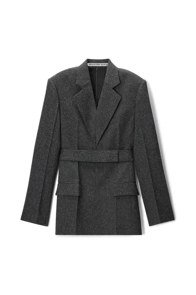 Alexander Wang Belted Blazer Dress In Gray
