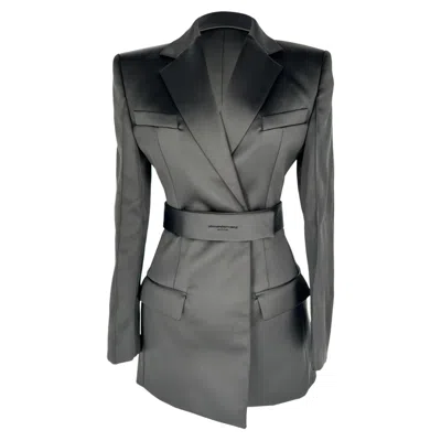 Pre-owned Alexander Wang Belted Blazer Dress In Black Polyester In Gray