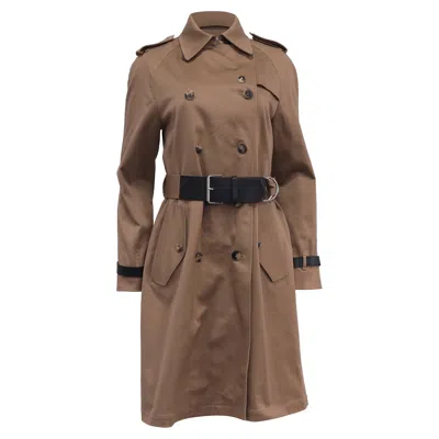 Alexander Wang Belted Double-breasted Trench Coat In Brown Cotton