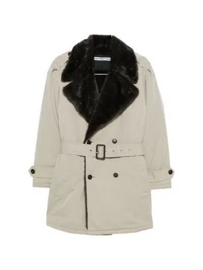 Alexander Wang Belted Double-breasted Coat In Neutrals
