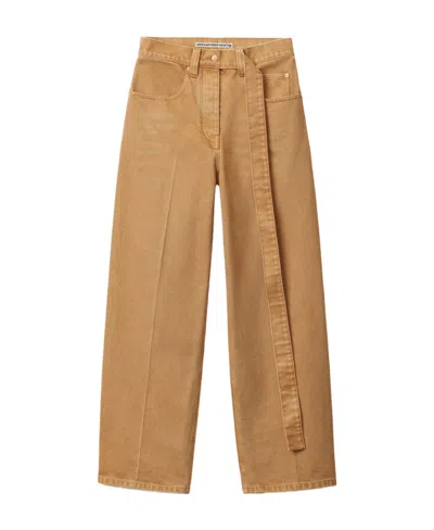 Alexander Wang Belted Wide-leg Jeans In Brown