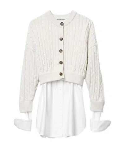 Alexander Wang Bi-layer Cable Shipping Cardigan In White