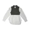 Alexander Wang Bi-layer Merino Wool Blend Vested Oxford Shirt