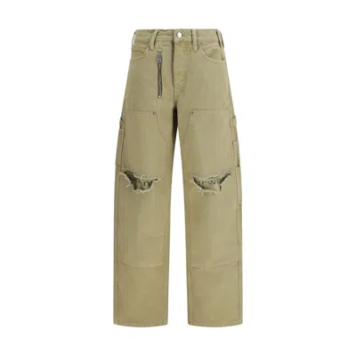 Alexander Wang Bicolor Cotton Cargo Pants In Green