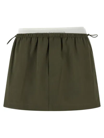 Alexander Wang Double Layer Waist Skirt In Green
