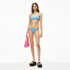 Alexander Wang Bikini Bottom In Textured Logo Jersey In Island