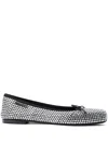 Alexander Wang Satin Ballerinas With All-over Rhinestones In Animal Print