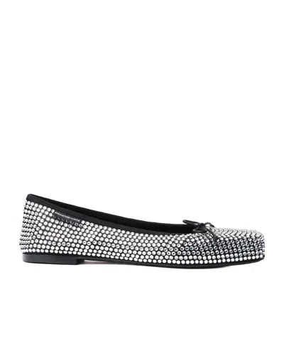 Alexander Wang Satin Ballerinas With All-over Rhinestones In Animal Print