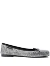 Alexander Wang 10mm Billie Satin & Crystal Flats In Black