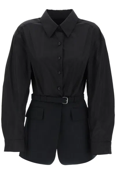 ALEXANDER WANG BIMATERIAL JACKET WITH BELT