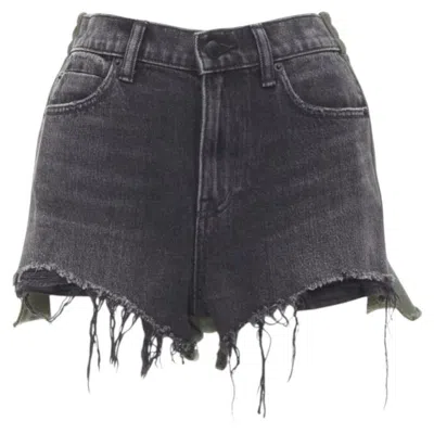 Pre-owned Alexander Wang Bite Clash High Rise Black Denim Green Sweats Cut Off Shorts 24"