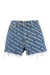Alexander Wang Denim Shorts With All Over Logo