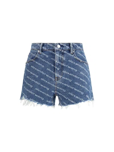Alexander Wang Denim Shorts Featuring Printed Design In Blue