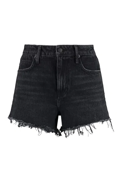 Alexander Wang 'bite' Frayed Cuff Denim Shorts In Grey