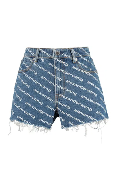 Alexander Wang Denim Shorts With Print In Blue