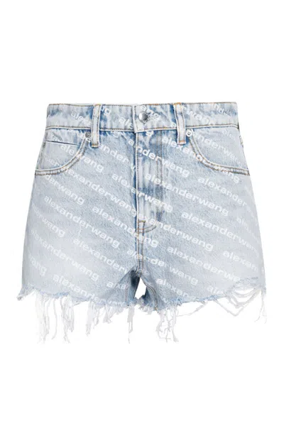 Alexander Wang Bite High-rise Cut-off Denim Shorts In Navy