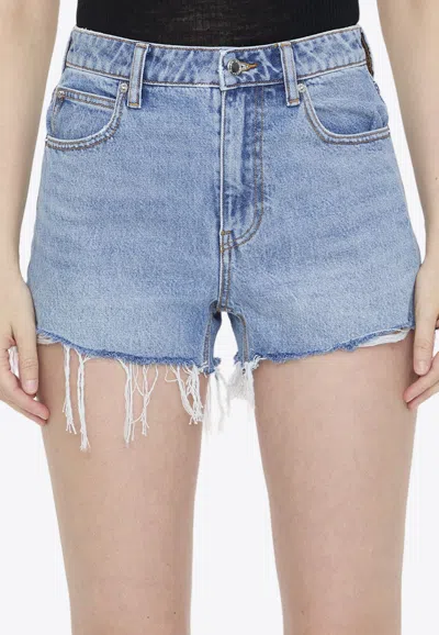 Alexander Wang Bite Logo-embosed Denim Shorts In Blue