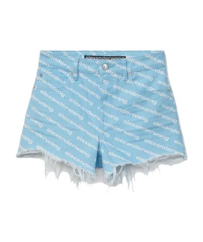 Alexander Wang Bite High Rise Denim Shorts In Blue