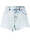 Alexander Wang Blue Printed Bite Logo Denim Shorts In Nude