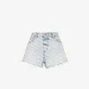 Alexander Wang Blue Printed Bite Logo Denim Shorts In Nude