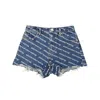 Alexander Wang Bite Logo Cotton Denim Shorts In 25