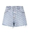 Alexander Wang Blue Printed Bite Logo Denim Shorts In Nude