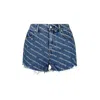 Alexander Wang Denim Shorts With All Over Logo In Blue