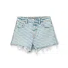 Alexander Wang High-rise Logo Cotton Denim Shorts In Pebble Bleach