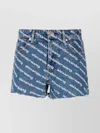 Alexander Wang Bite Logo Cotton Denim Shorts In Blue