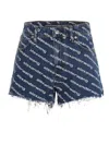 Alexander Wang Navy Blue All-over Logo Shorts