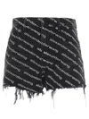 Alexander Wang Bite Logo Cotton Denim Shorts In White/black