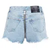 Alexander Wang Bite Zip Washed Denim Hot Pants Shorts In Blue