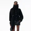 Alexander Wang ブラック ウールコットン ドレープバック カーディガン In Black