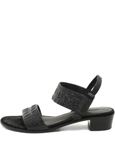 Pre-owned Alexander Wang Embossed Leather Slingback Sandals In Black