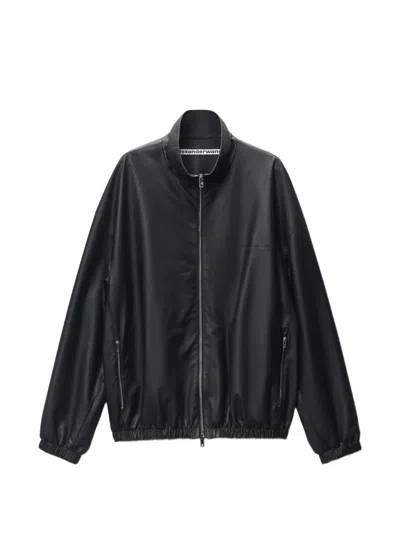 Alexander Wang 레더 집업 봄버 재킷 In Black