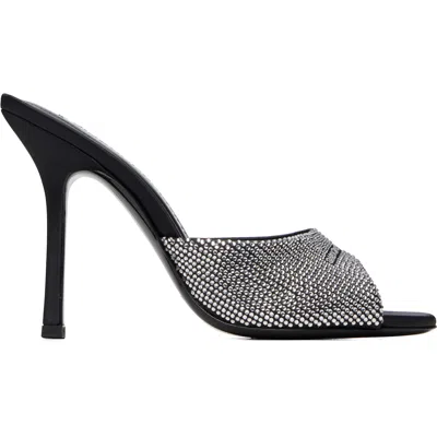Alexander Wang Black & Silver Cher Crystal Hotfix 105 Heeled Sandals In 012c-black/silver