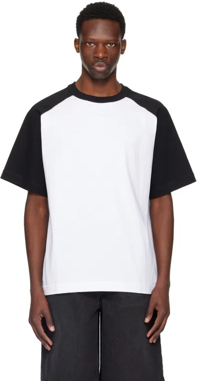 Alexander Wang Black & White Embossed T-shirt In White/black