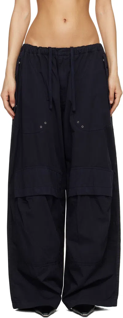 Alexander Wang Black Articulated Mid-rise Cargo Pants In Blue