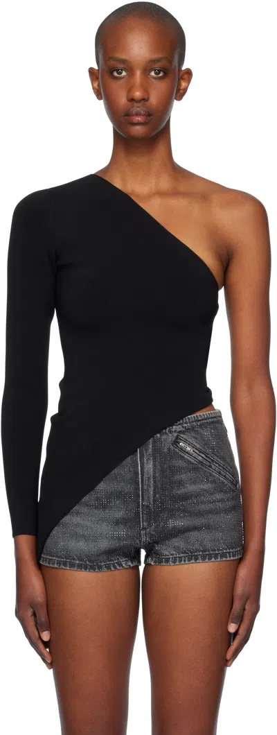 Alexander Wang Black Asymmetric Long-sleeve Top